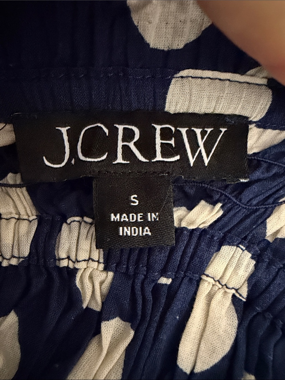 J. Crew Smocked Maxi Dress with Straps in Cotton Voile Navy Polka Dot Size S - Picture 12 of 13